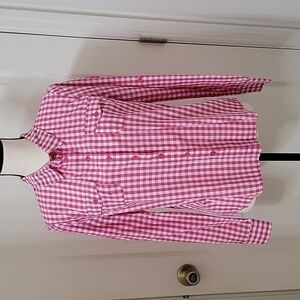 Sugar Rain Size M Pink White Gingham Button Down Long Sleeve Shirt